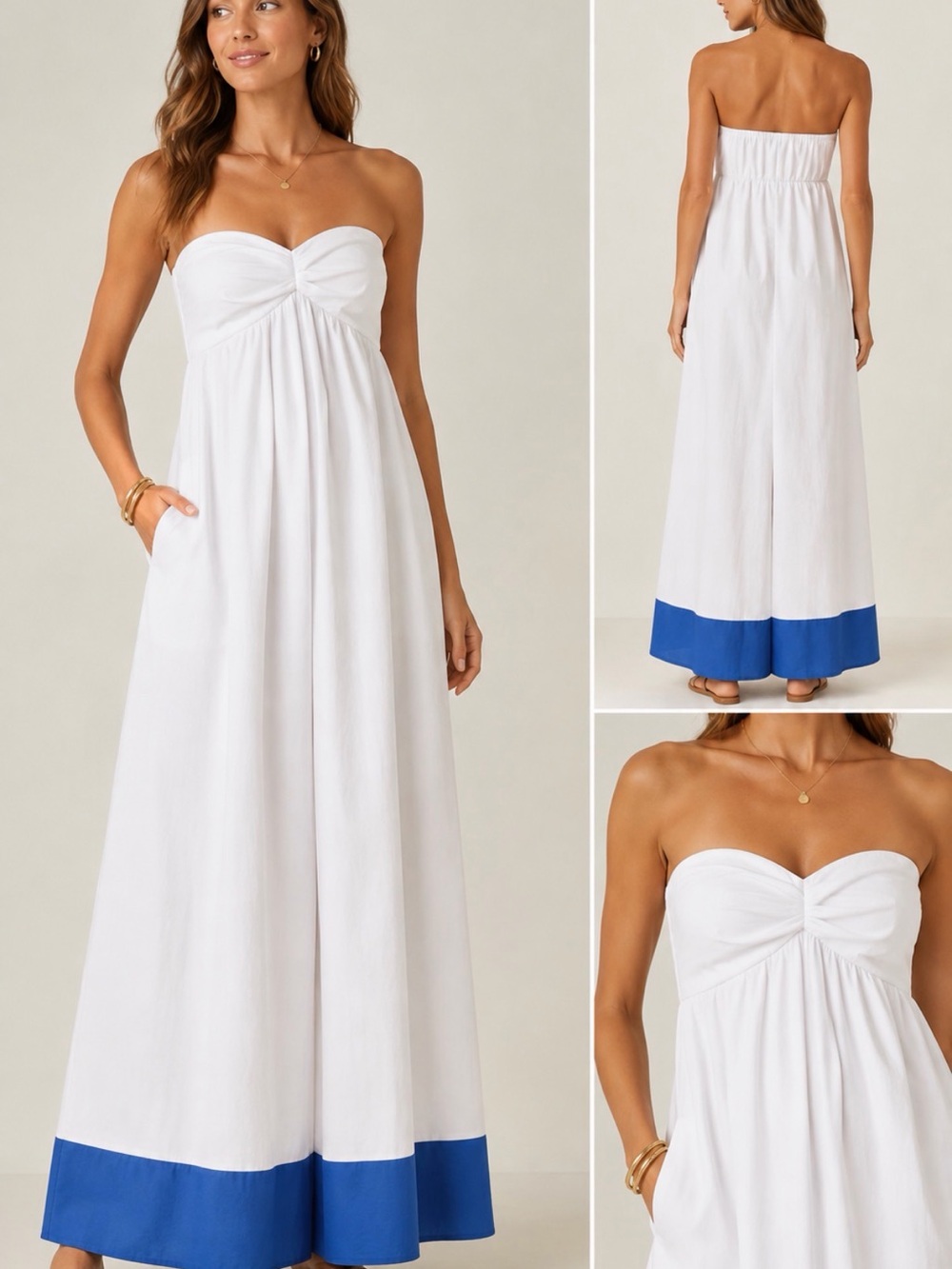 Tommy Bahama White Beach Dress with Blue Trim, NWT, size small